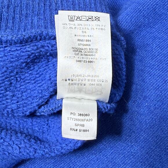 Patagonia Woolie Fleece Pullover Mens Medium 1/4 Zip Wool Blend Sweater Blue - Picture 9 of 10